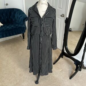 NWOT black and white stripe dress, size M